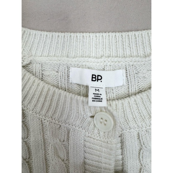 BP Cardigan Sweater Womens Size XS Ivory Cropped Cable Knit Button-Front - Picture 5 of 8